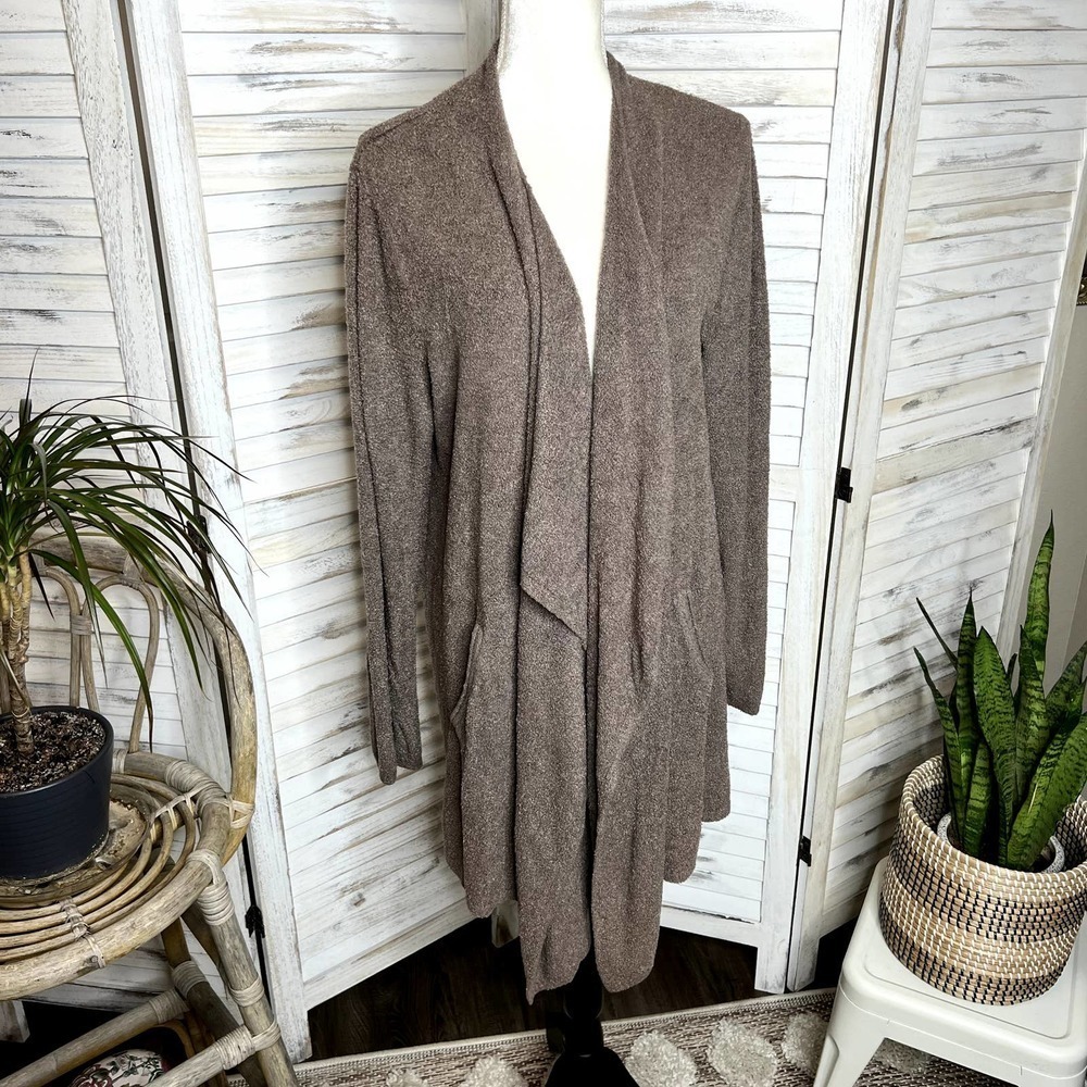 BAREFOOT DREAMS Women's 903 Calypso Cardigan Sweater Cozychic Lite Taupe Medium - Picture 4 of 12